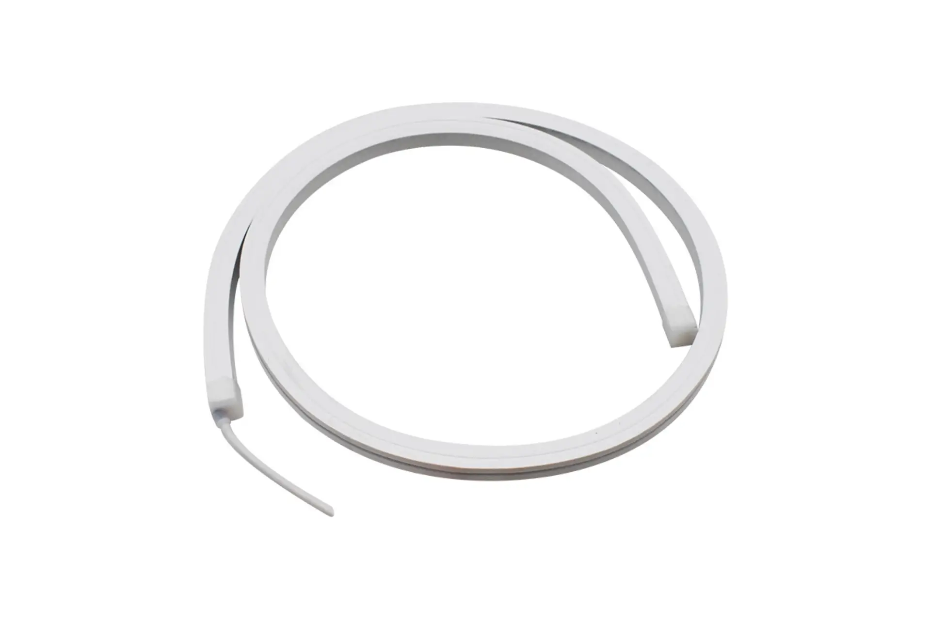 Tube de néon IllumiDEL enroulé, silicone blanc, câble d'alimentation